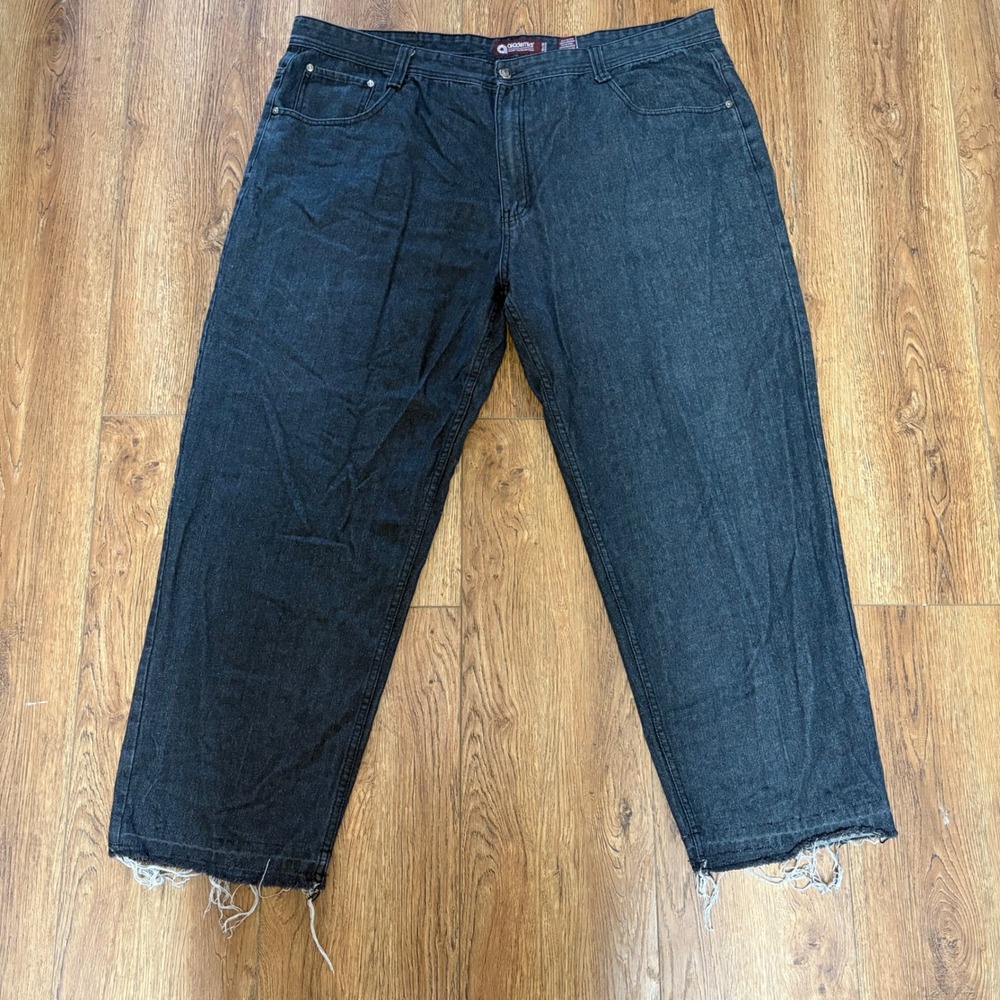 Y2K Akademiks Jeans Men's Size‎ 50x31 Black Baggy Wide Leg Hip Hop Urban
